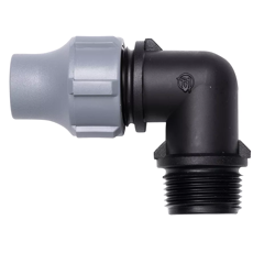 Lockverbinder für Tropf- und PE-Rohre, Winkel 16 mm x 3/4“, AG