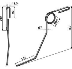 Griffe gauche 7 mm pour bineuse STEKETEE 602755 adaptable - BlackSteel©