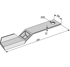 Fléau droit pour broyeur SPEARHEAD 7770700 adaptable