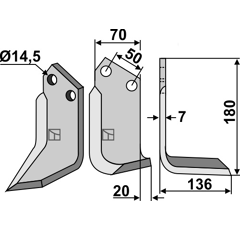 Lame droite pour Fraise/Rotavator CELLI 331526 adaptable - Blacksteel©