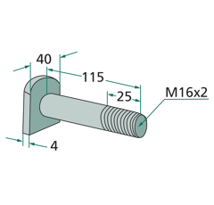Boulon M 16 x 2x 115 pour broyeur HUMUS adaptable 