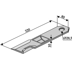 Fléau 320 x 80 mm pour broyeur SCHMIDT 255115-8 adaptable - Blacksteel©