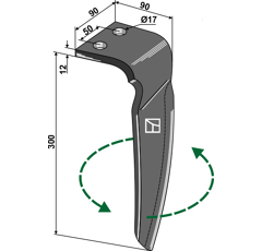 Dent gauche pour herse rotative VIGOLO adaptable - Blacksteel©