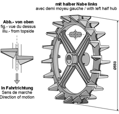 Roue à came Ø 550 mm avec demi moyeu G adaptable - BlackSteel©