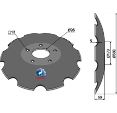 Disque crénelé ∅564x6 pour déchaumeur DALBO 80388 adaptable 