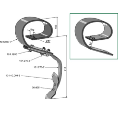 Dent partie inférieure pour cultivateur DOUBLET-RECORD 0422721 adaptable