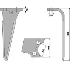 Dent droite 300 x 100 mm pour herse FRANDENT adaptable 