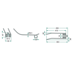 Schwaderzinken für Heuwender KUHN 57502000 GW135 - Nachbau