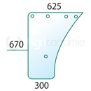 Vitre de porte D/G pour machine agricole FENDT 297810030510 adaptable