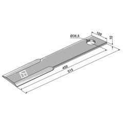 Couteau droit pour broyeur SCHULTE 401065 adaptable