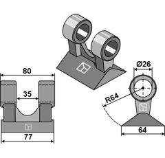 Marteau pour broyeur BOMFORD 03.958.01 adaptable