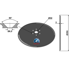 Disque lisse Ø350x3 mm pour semoir KUHN N02502AO adaptable - Blacksteel©