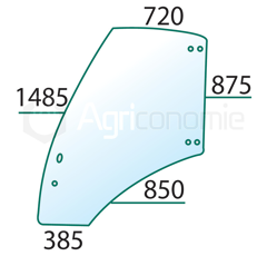 Vitre de porte G. pour machine agricole DEUTZ-FAHR 0 4418951 adaptable