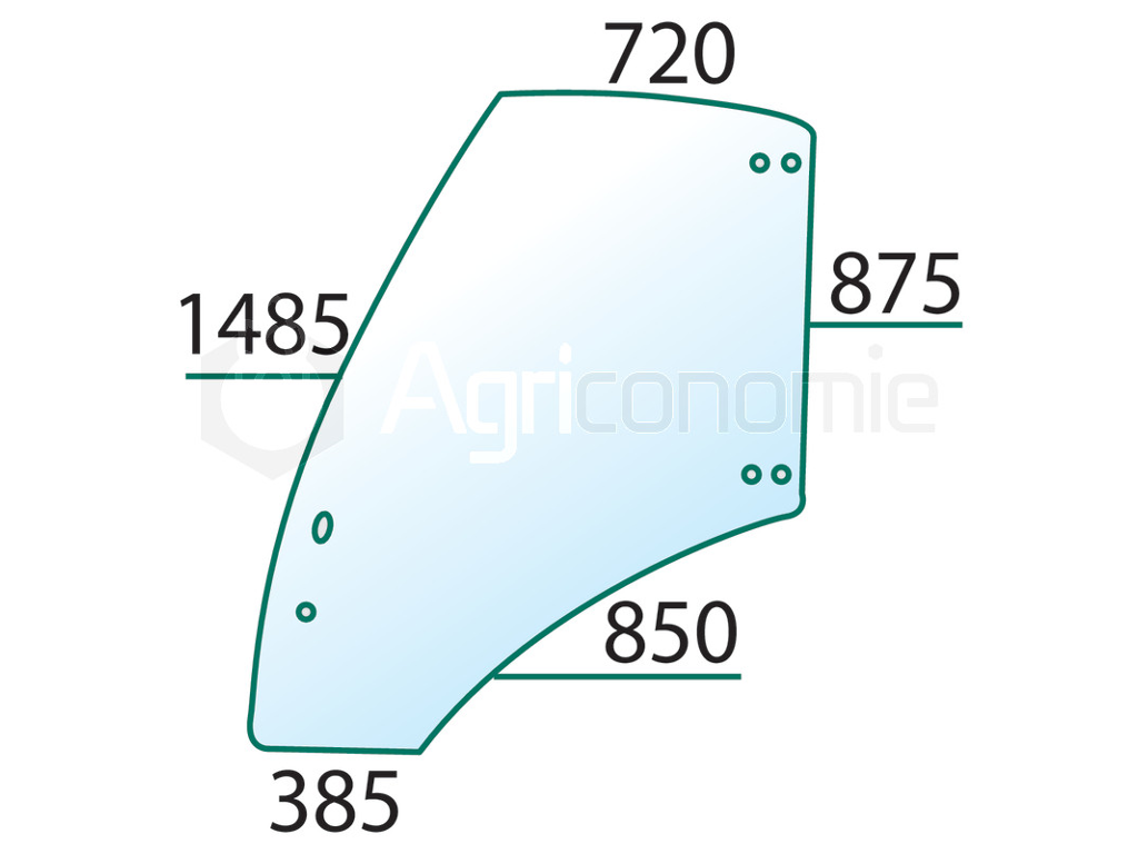 Vitre de porte G. pour machine agricole DEUTZ-FAHR 0 4418951 adaptable