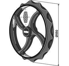 Rueda cambridge Ø 575 mm para rodillo rompedor DAL-BO 15484 adaptable