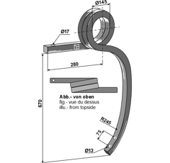 Dent gauche en spirale pour cultivateur AMAZONE HC118 adaptable - Blacksteel©