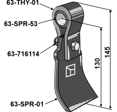 Fléau pour broyeur 145 mm SPRAGELSE-MICA 112950 adaptable  - BlackSteel©