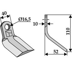 Cuchilla en Y para trituradora 110x40mm AGRICOM adaptable - Blacksteel©