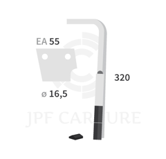 Dent de herse rotative Droite 2 plaquettes carbure SULKY 980171 adaptable