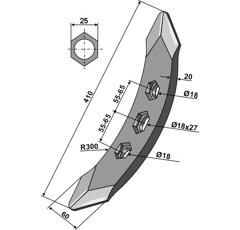 Schar für Grubber KVERNELAND KK303110 Nachbau