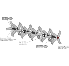 Rollspateneggen-Nachläufer re 2120 x 430 mm Nachbau