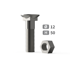Boulon avec écrou TFCC M12x50 mm - 12.9