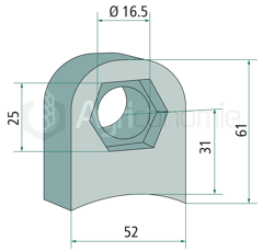 Bride de fixation 52 x 61 mm pour broyeur adaptable