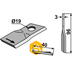 Couteau pour faucheuse DEUTZ-FAHR 06561546 adaptable - Blacksteel©