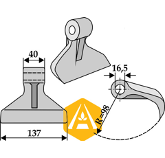 Marteau 40x137 TR16,5 pour broyeur BERTI|HERDER 2405003055 - BlackSteel©