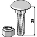 Flachrundschrauben 603/8x25 8.8mit Selbstsichernder Mutter  