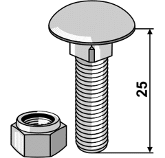 Flachrundschrauben 603/8x25 8.8mit Selbstsichernder Mutter  