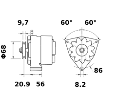 Lichtmaschine für Traktoren MAHLE LETRIKA IA0499 14V 65A