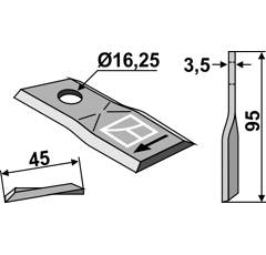 Couteau vrillé droite pour faucheuse KUHN 56151310 adaptable - BlackSteel©