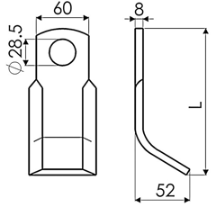 Fléau 60 x 195 mm pour broyeur BERTI adaptable