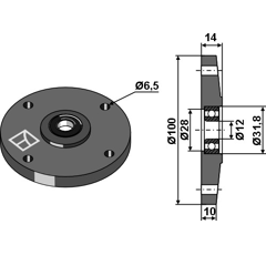 Disque à roulement 100 x 14 mm pour bineuse STEKETEE 51820007 adaptable - BlackSteel©