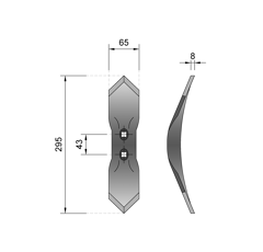Soc Vibroflex 65 x 8 x 295 mm KONGSKILDE 105000833 adaptable