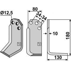 Fräsmesser rechts 180 x 130 x 10 mm AGRITALIA - Nachbau
