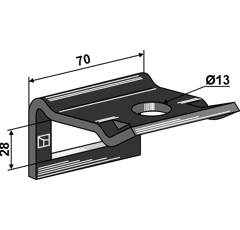Bride de fixation dent 70 x 8 mm adaptable BlackSteel©