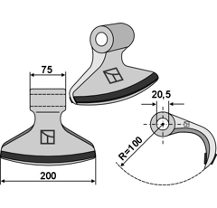 Marteau pour Broyeur 200x75mm renforcé ROSATELLA Adaptable Blacksteel©