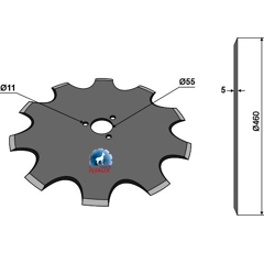 Coutre circulaire NIAUX pour charrue KK056115 adaptable - Blacksteel©