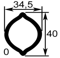 Tube profil (o) lg.2900 int.34,5x40x3