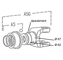 Mâchoire extremite 1"3/8 6C 36x89 mm verrou à billes ASG | WALTERSCHEID