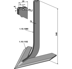 Dent avec cœur 200 x 10 mm pour bineuse STEKETEE 405620 adaptable - BlackSteel©