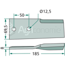Couteau droit pour broyeur VAN LENGERICH 64462 adaptable 