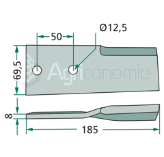 Couteau droit pour broyeur VAN LENGERICH 64462 adaptable 