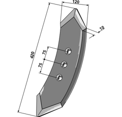 Pointe de soc 415 x 120 mm pour cultivateur DAL - BO adaptable