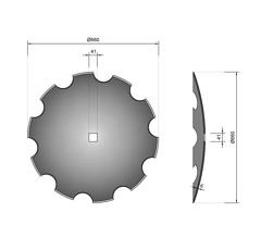 Disque crénelé ∅660x6 pour cover crop origine