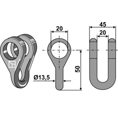 Schäkel 50 x 45 für Mulcher SPEARHEAD – Nachbau  