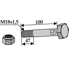 Boulon M18x1,5 x 100 pour broyeur ALPEGO adaptable - Blacksteel©
