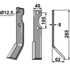 Fräsmesser Rechts 265 x 40 Forigo-Roteritalia Nachbau